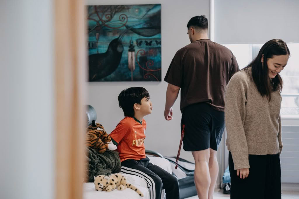 Family in bedroom